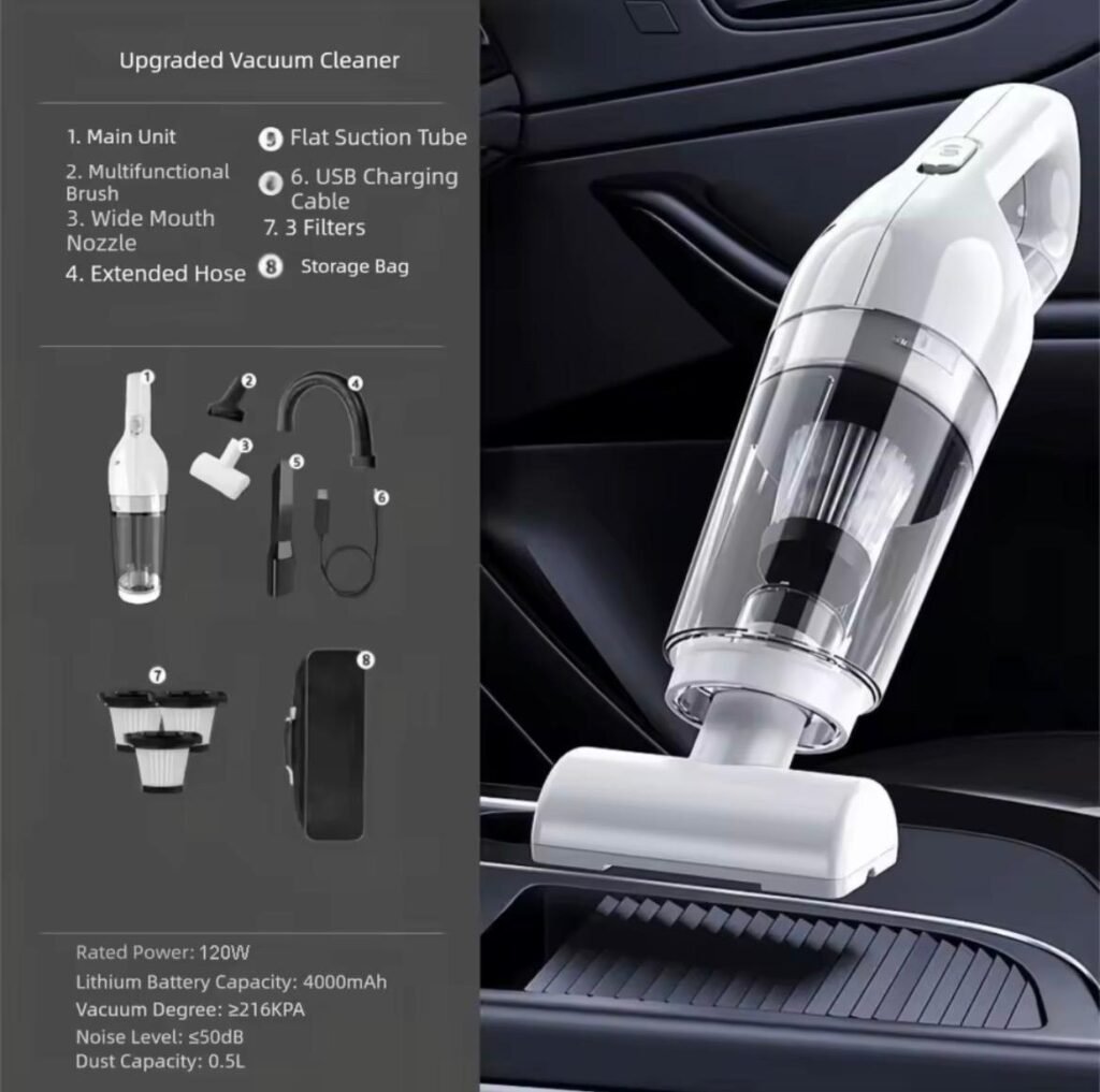 Aspiradora Inalámbrica Recargable para Hogar y Carro JB-168 – foto 5
