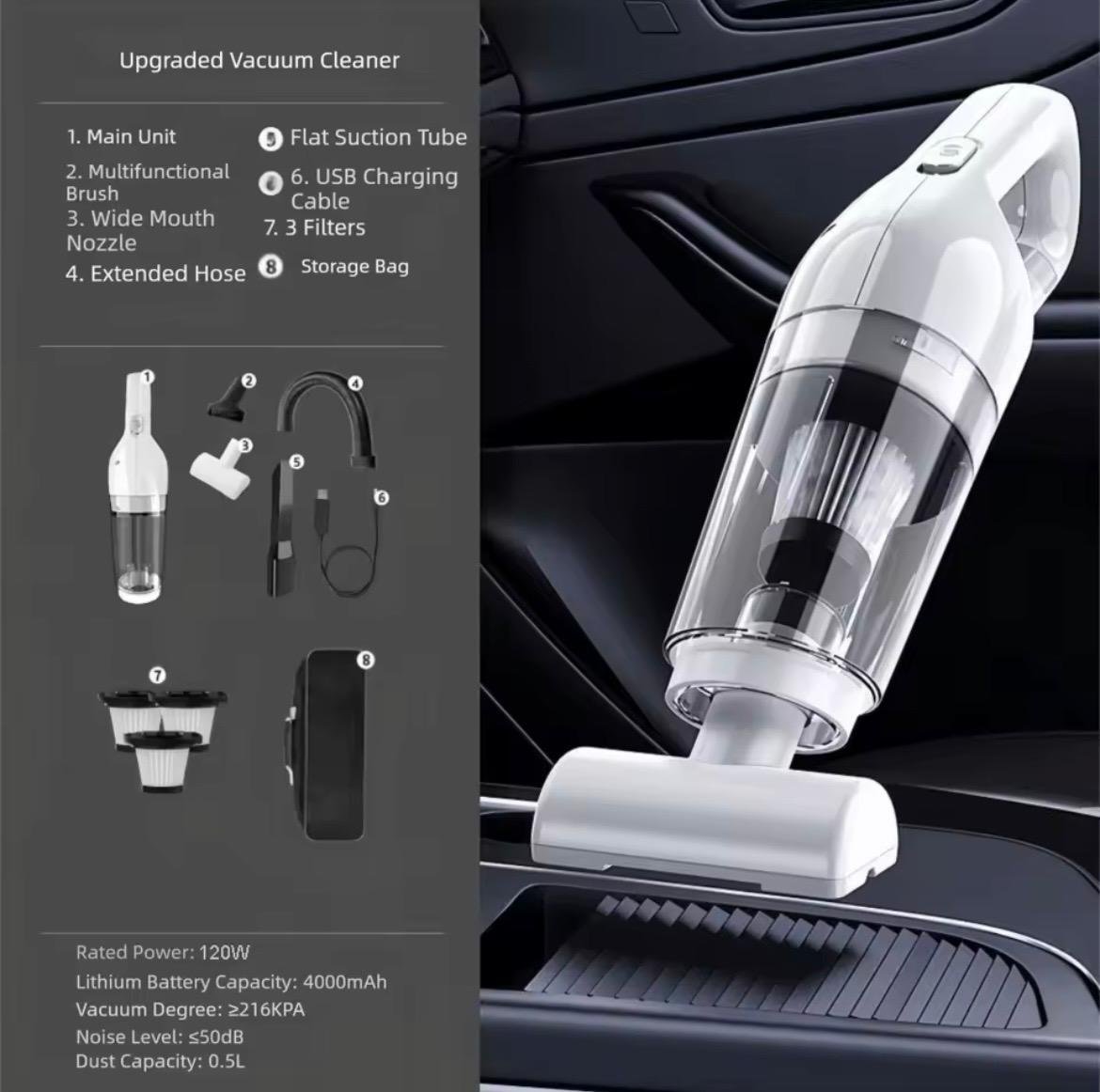 Aspiradora Inalámbrica Recargable para Hogar y Carro JB-168 – foto 5