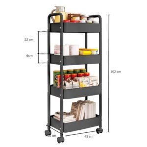 Organizador con Ruedas de 4 Niveles – Carrito Multiusos Metálico – foto 3