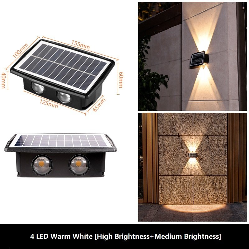 Lámpara Solar LED para Exterior 4 LED – IP65 Luz Cálida – foto 3